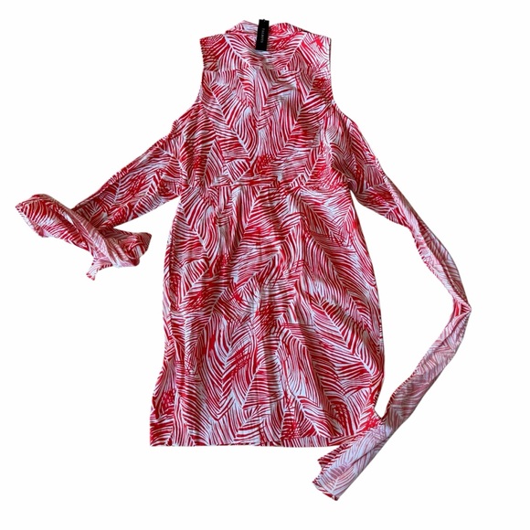 NEW Talbots Red and White Palm Print Sleeveless Dress Size 10 - Picture 6 of 10